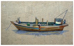 The Ark - Collage Oil Newsprint and Gouache on Canvas - 63x106cm - Fractured Narratives